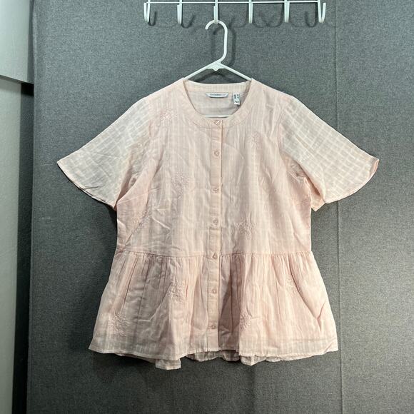Isaac Mizrahi LIVE! Embroidered Textured Blouse Precious Pink Size Medium - Picture 1 of 11